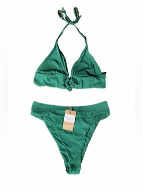 BERLOOK- Emerald green Halter Bikini Set - Women Swim